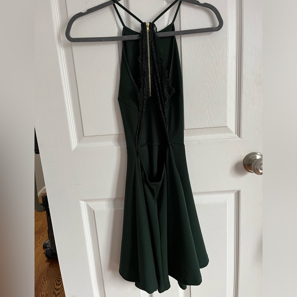 Windsor Dark Olive Green Dress with Lace Open Back - Picture 2 of 4